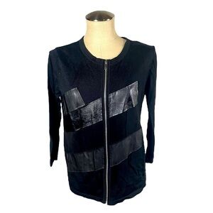 PETER NYGARD Black Zip Cardigan Size M